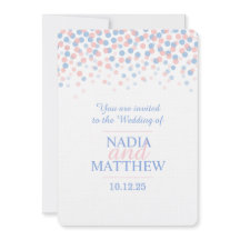 Bröllbjudan till Rosa ros kvarts- och friskhetsblå