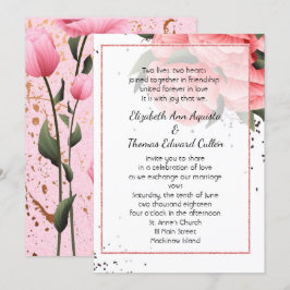 Bröllbjudan till rosa Vår Ro Blommigt  Inbjudningar