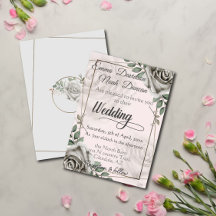 Bröllbjudan till Rustic Dusty Vit ros Flowers-blom