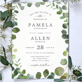 Bröllbjudan till Rustic Greenery Eucalyptus Weddin Inbjudningar
