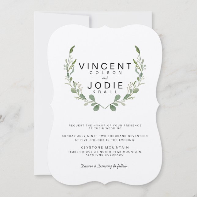 Bröllbjudan till Rustic Greenery Watercolor Weddin Inbjudningar (Framsida)