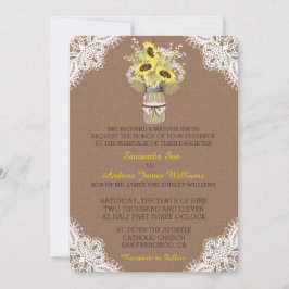 Bröllbjudan till Rustic Solros Mason Burk Snöre Inbjudningar