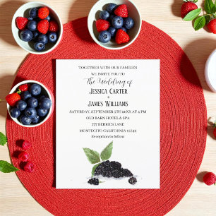 Bröllbjudan till Rustic Watercolor Blackbär Weddin