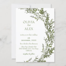 Bröllbjudan till Rustic Watercolor Greenery Weddin