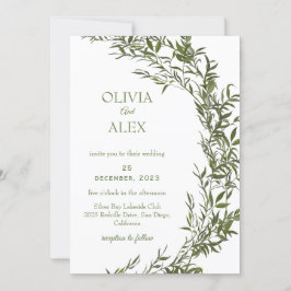 Bröllbjudan till Rustic Watercolor Greenery Weddin Inbjudningar