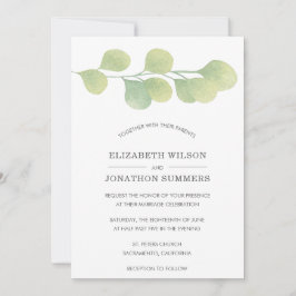 Bröllbjudan till Rustic Watercolor Greenery Weddin Inbjudningar