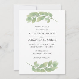 Bröllbjudan till Rustic Watercolor Greenery Weddin Inbjudningar
