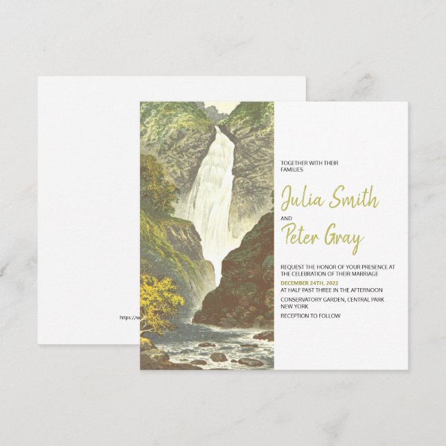 Bröllbjudan till Rustic Waterfalls landskap Inbjudningar (Fram/baksida)