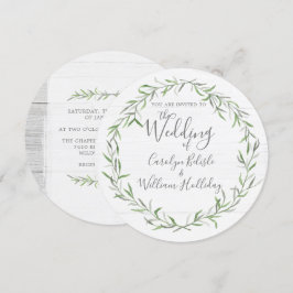 Bröllbjudan till Rustic Wood & Botanical Lövs Inbjudningar