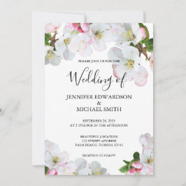 Bröllbjudan till Rustig rosa vattenfärgsblommor Spara Datumet