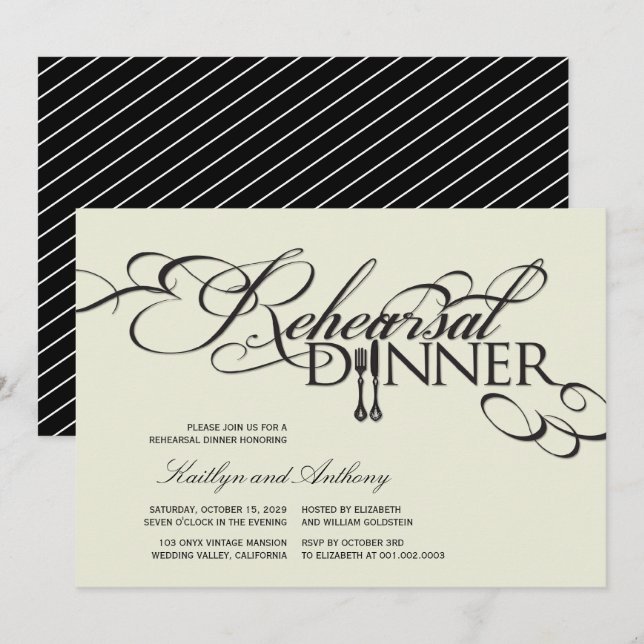 Bröllbjudan till Scrollsar i hemmet Klassisk. Inbjudningar (Fram/baksida)