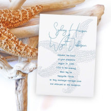 Bröllbjudan till Sea Star Simple White Wedding