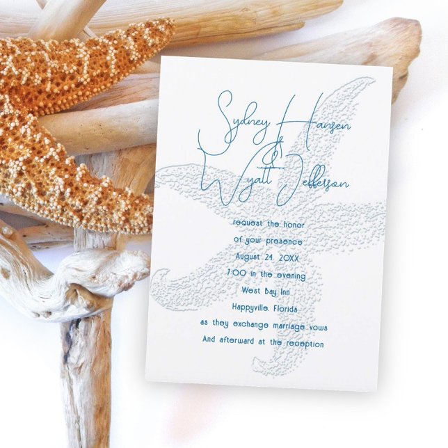 Bröllbjudan till Sea Star Simple White Wedding Inbjudningar (Skapare uppladdad)