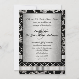 Bröllbjudan till Silver Damask Swirls Swirls Inbjudningar
