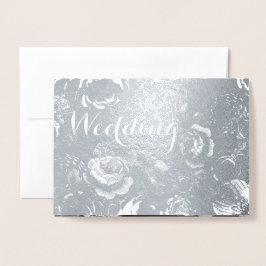 Bröllbjudan till Silver Foil Ro Typography Wedding Folierat Kort
