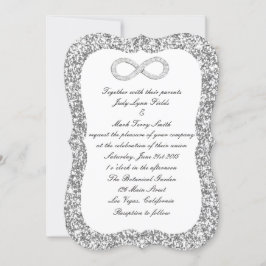 Bröllbjudan till Silver Glitter Diamond Ofinity We Inbjudningar