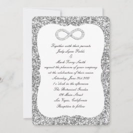Bröllbjudan till Silver Glitter Diamond Ofinity We Inbjudningar