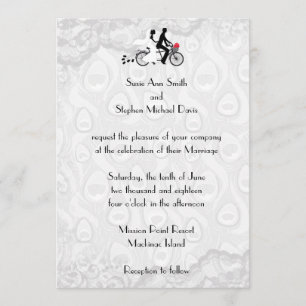 Bröllbjudan till Silver White Tandem Bicycle Weddi Inbjudningar