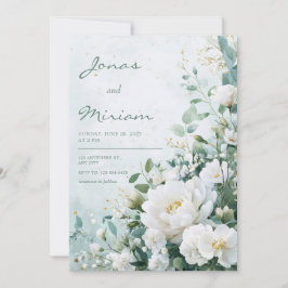 Bröllbjudan till Soft White Peony Blommigt Wedding Inbjudningar