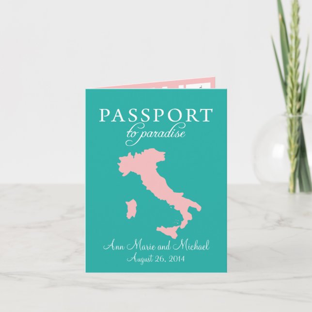 Bröllbjudan till Sorrento Italien Passport Wedding Inbjudan (Framsida)
