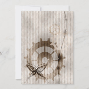 Bröllbjudan till Steampunk Stripe Damask Gears Inbjudningar