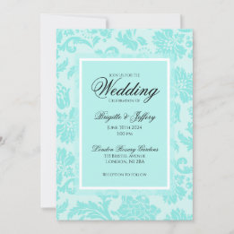 Bröllbjudan till Teal Damask Inbjudningar