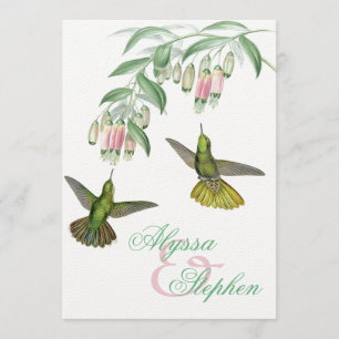 Bröllbjudan till Tropical Hummingbird Blommigt Wed Inbjudningar