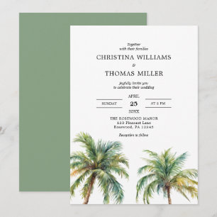 Bröllbjudan till Tropical Watercolor Handflatan Tr Inbjudningar