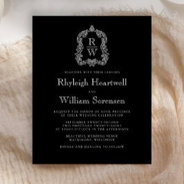 Bröllbjudan till Vapenskölden Budget Black White M