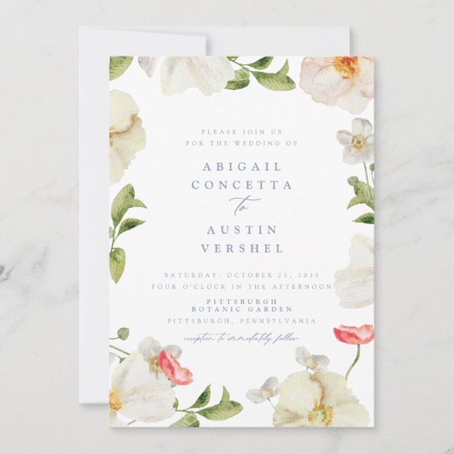 Bröllbjudan till Vår Peony Watercolor Wedding Inbjudningar (Framsida)