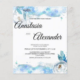 Bröllbjudan till vattenfärgsbudget. flygblad