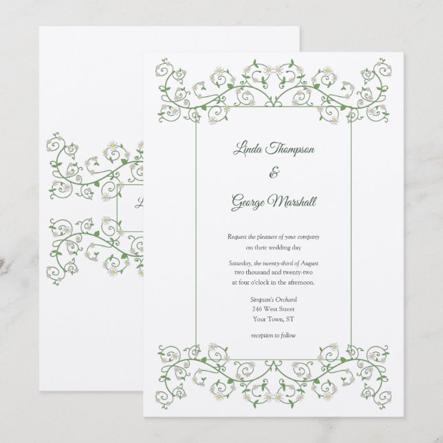 Bröllbjudan till Vine Heart Trellis-bröllop (Fram/baksida)