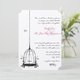 Bröllbjudan till vintage Bird Cage Red Accents Inbjudningar