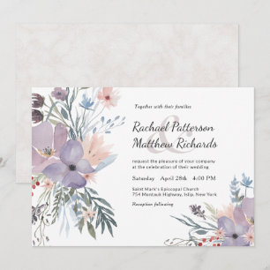 Bröllbjudan till Violet Meadow Watercolor Blommigt Inbjudningar