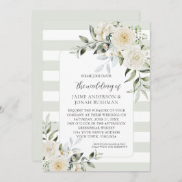 Bröllbjudan till vit Blommigt Eucalyptus Wedding Inbjudningar