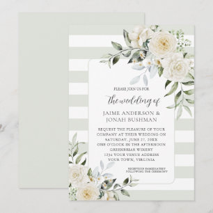 Bröllbjudan till vit Blommigt Eucalyptus Wedding Inbjudningar