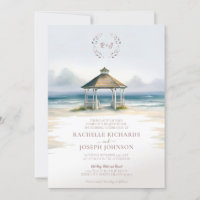 Bröllbjudan till Watercolor Beach Gazebo Wedding
