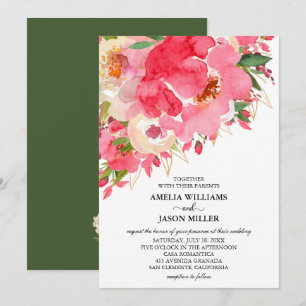 Bröllbjudan till Watercolor Rosa Cream Blommigt-br