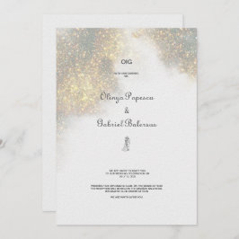 Bröllbjudan till Watercolor Shapes Grönt Glitter Inbjudningar