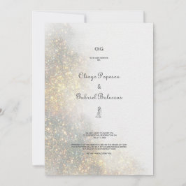 Bröllbjudan till Watercolor Shapes Grönt Glitter Inbjudningar