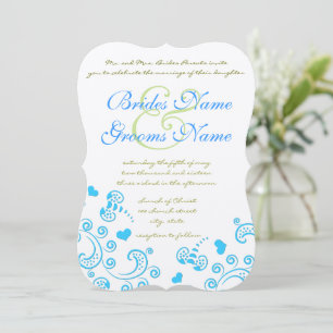 Bröllbjudan till Whimsical Aqua Humla Swirl-bröllo Inbjudningar