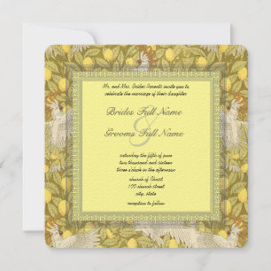 Bröllbjudan till Whimsical Cockatoo Art nouveau Inbjudningar