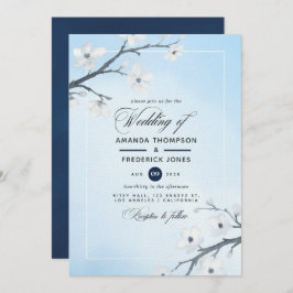 Bröllbjudan till White Cherry Blommars bröllop Inbjudningar