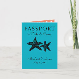 Bröllbjudan Turks & Caicos Passport Wedding Inbjudan