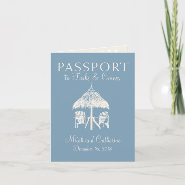 Bröllbjudan Turks & Caicos Passport Wedding Inbjudan (Framsida)