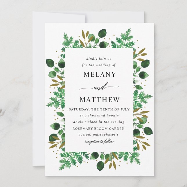 Bröllbjudande för Botaniskt Ram_snö Inbjudningar (Framsida)