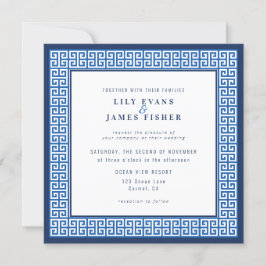 Bröllbjudande för Medelhavsblågrekiska Nyckel Inbjudningar