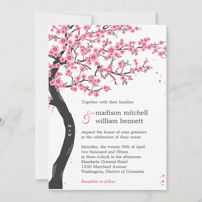 Bröllbjudanden för Cherry Blommars bröllop Inbjudningar (Framsida)