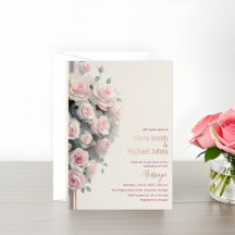 Bröllbjudanden för rosa ros-vattenfärger