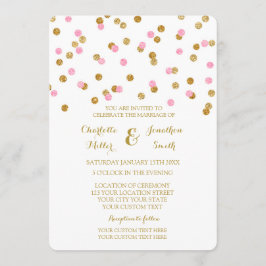Bröllbjudanden om rosa Guld-konfetti Inbjudningar